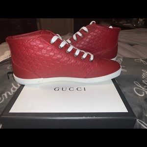 Authentic Gucci Guccissima Red Hightop Sneakers